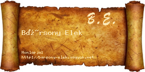 Bársony Elek névjegykártya